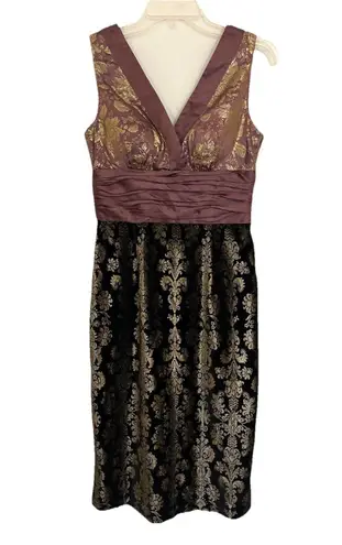 Phoebe Couture Oriental Silk Floral Brocade Sheath Cocktail Dress Size 4