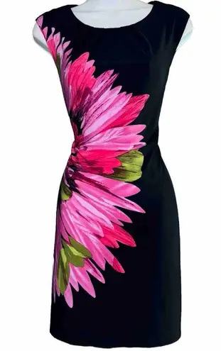 London Times Studio by  Designer Black Pink Floral Pencil Party Dress Small 4