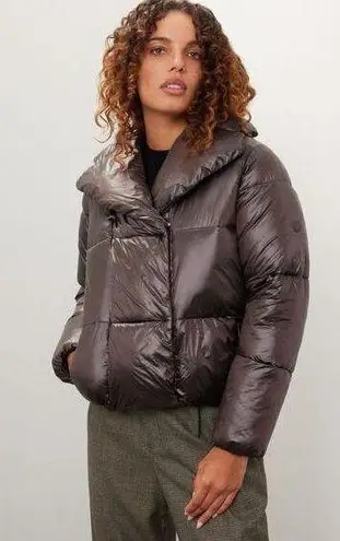 SAVE THE DUCK Ishya Puffer Black Brown Copper Moto Quilted Coat Jacket Size S