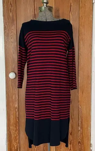 Mads Nørgaard Copenhagen Stripe Long Sleeve Sweater Dress in Red & Navy