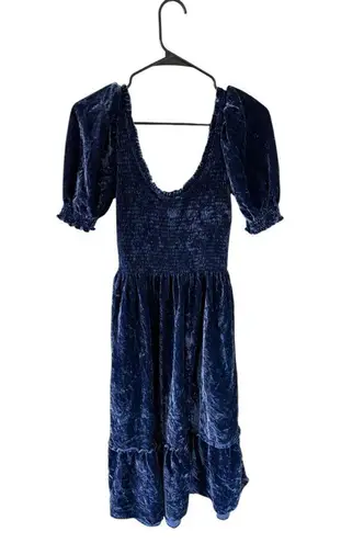 Hill House Louisa Nap Dress Blue Velvet Size XS