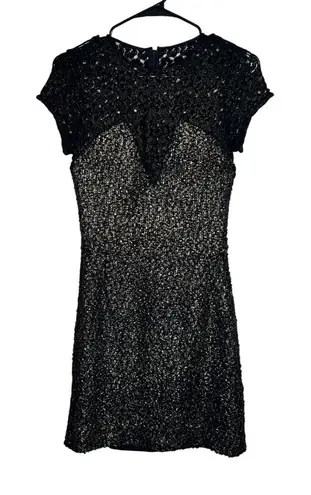 L'Agence L’Agence Barneys NY Dress Size 4 Black Gold Metallic Lace Cocktail Party Glam