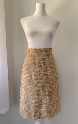 Piazza Sempione Vintage ‘00s Tan Linen Blend Textured Knee Length Skirt