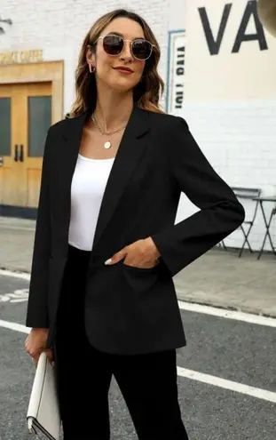 Sucolan Womens Casual Blazer Notched Lapel Work Office Blazer Jackets Slim Fit Open Front Suit Jacket