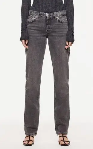 ZARA  Straight Leg Mid Rise Cotton Jeans Anthracite Gray Sz 2