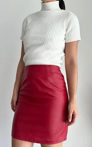 Vintage Evan Arpelli Skirt Small Red Leather Pencil High Rise 80s Party Cocktail