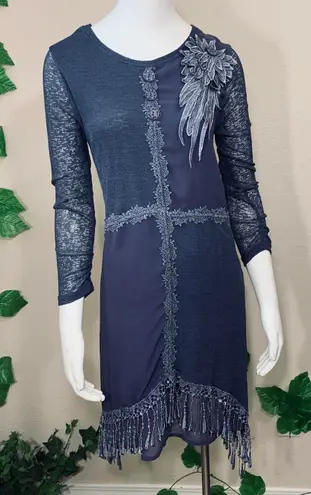 Pretty Angel Mauve Purple Knit Silk Floral Dress