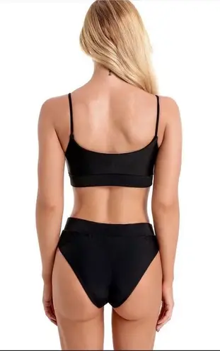 Boutique emma bling trim high waist swimsuits set black