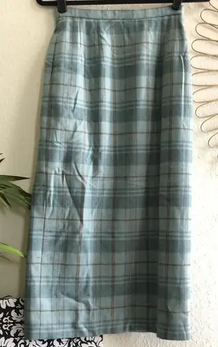 Vintage Pendleton Wool Tartan Plaid Straight Pencil Maxi Skirt Dark Academia Preppy Cottagecore Blue Waist:12.5” Length:32” Size XS