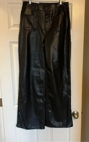 Tinseltown NWT Faux Leather Pants Size 9 High Waist Wide Leg Black D2