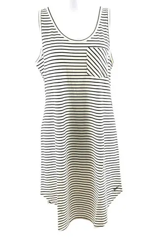 KAVU Leonora Dress A Line Striped Sleeveless Black White Stretch Size S