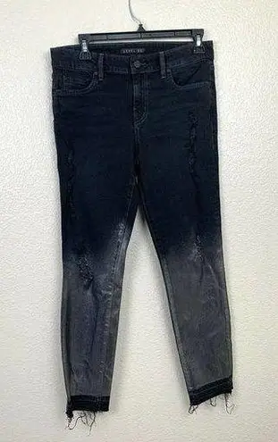 Level 99 Amber Black Distressed Ankle Jean Metallic Dip Dye Raw Hem Size 27