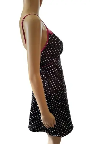 ND Intimates Y2K Black White Pink Polka Dot Retro Pinup Goth Scene Slip Dress Size L