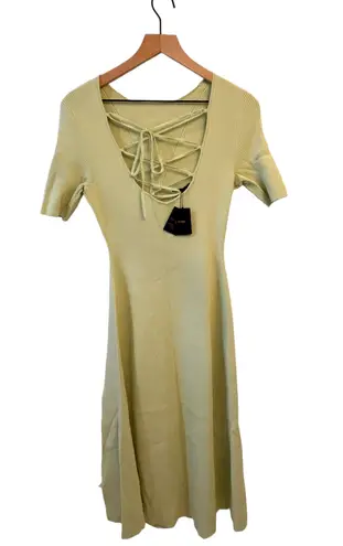 Maje NWT Ruche Vert Tie-Back MIDI Dress in Light Green Size 40/L