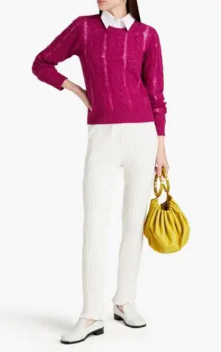 💕NAADAM💕 Cable Knit Cashmere Sweater ~ Berry Large L NWT