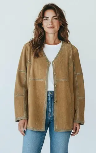 Christopher & Banks Vintage 100% Genuine Leather Boho Jacket