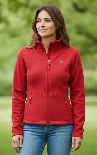Spyder Womens Red Fleece Full Zip Jacket Size Athletic Outdoor S