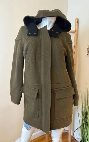 Whistles London Wool Stadium Style Jacket Parka Duffle Coat Army Green S