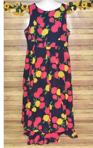 Jessica London Blue Floral Sleeveless Dress Plus Size 24 Flowy Ruffles Spring