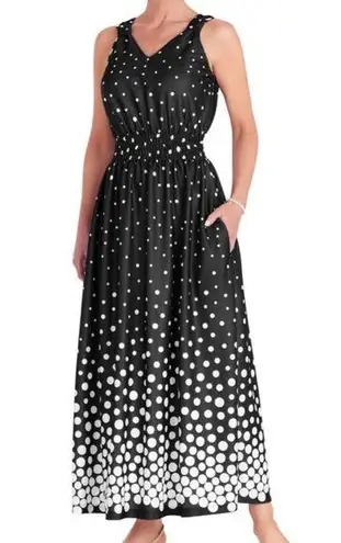 Anthony Richards Fit Flare Polka Dot Sun Dress Black & White Size Medium Pockets