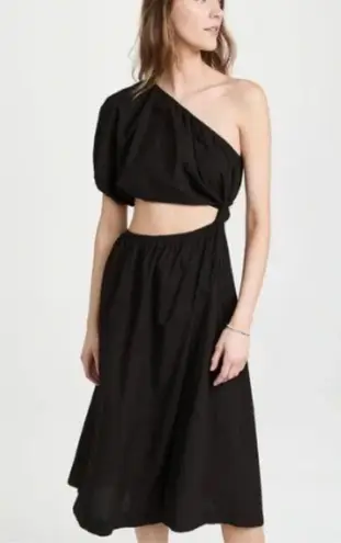 Stateside Poplin Cut-Out Dress Black Midi S