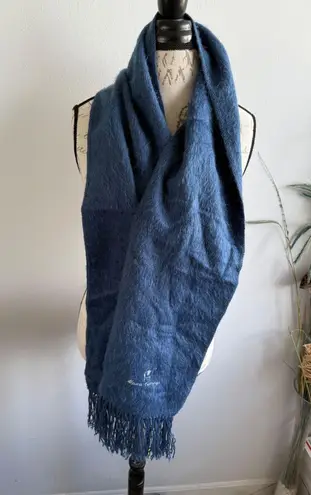 Alpaca Comargo Blue Wool Blend Scarf Fringe Winter Warm Soft Shawl