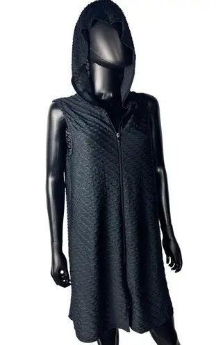 Jordan Taylor Jordan taylorHooded Sleeveless Dress - Black Textured Casual Lightweight Vest