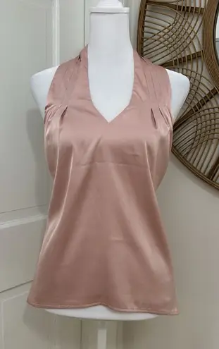 Superdown Halter V Neck Satin Top Sz XS Pink Flowy Feminine Coquette