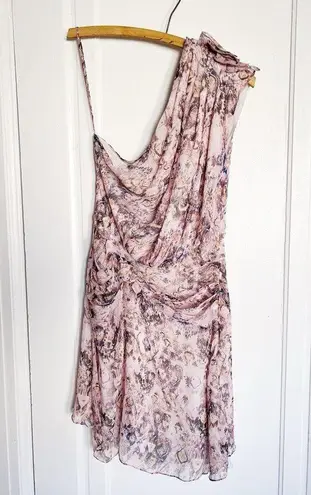 IRO • Freesia Dress silk chiffon one shoulder draped mini Lilas purple pink