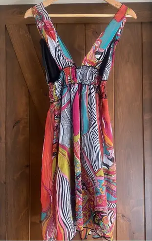 Fire Los Angeles Women’s Retro Multicolor Sleeveless Y2K Mini Dress Size Medium