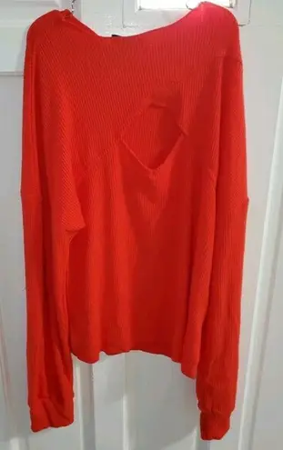LNA | NWT Women’s 1X Tomato Ribbed Top Sweater Cut Out