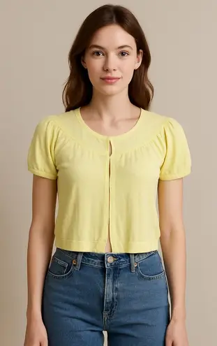 The Limited Vintage Butter Yellow Cropped Knit Blouse XS | Cottagecore Coquette
