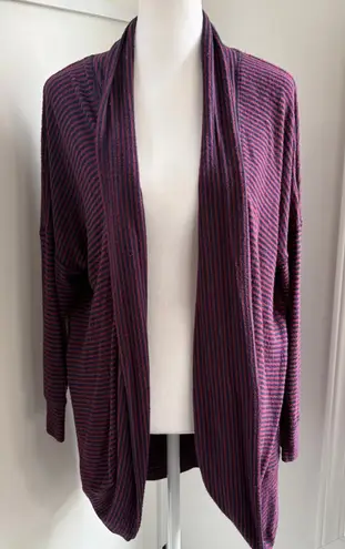 Sundry Striped Red Blue Open Front Sweater Cardigan Sz 1 = Small USA Stretch