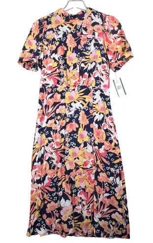 Julia Jordan Dress Floral Midi Career Casual Party Sundress Blue Pink Size 10