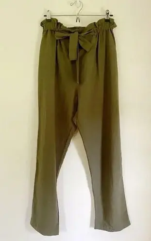 Emerson Fry Paris Paperbag Pant in Army Linen Size L Retail $248