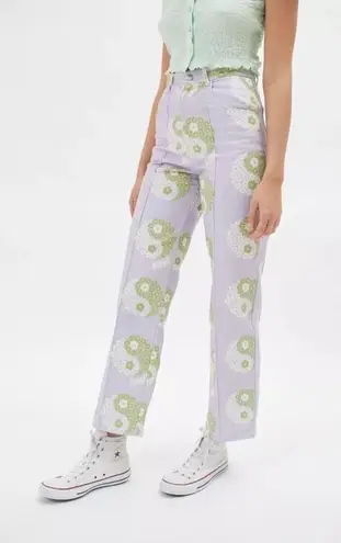 Lisa Says Gah LSG Jean UO Exclusive Printed Robyn Yin Yang Floral Peace Lavender Retro 25 NWT
