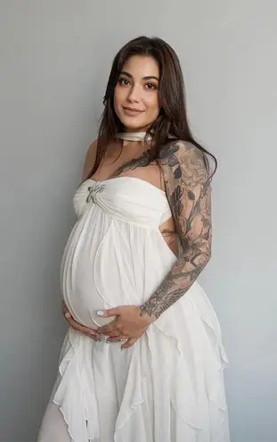 Wavy maternity dress White Size XL