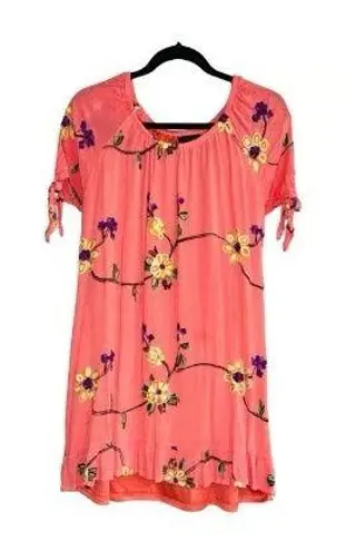 Liv Los Angeles coral embroidered off shoulder dress L Pink Size L