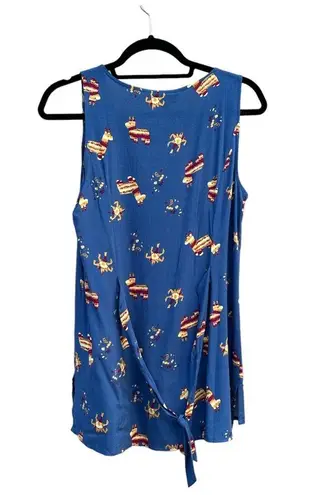 Modcloth  Quick Remix Sleeveless Blue Piñata Llama Print Tank Top Small