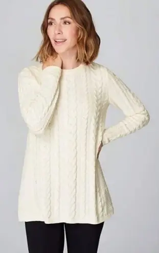 J.Jill Off White Cable Knit Tunic Sweater XL Pullover Oversized Soft Cozy Knit