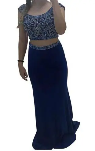 Blush Prom NWOT 11000 Blue Two Piece Beaded Prom Formal Dress