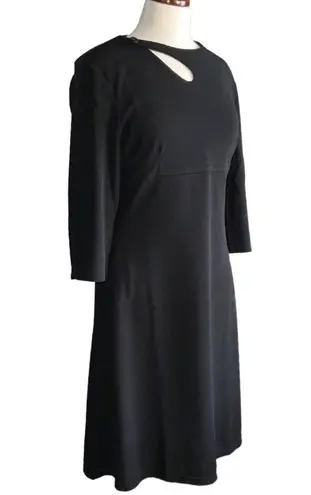 NWT Homeyee Black Knit 3/4 Sleeve Fit & Flare Conservative Dress Pockets XL …