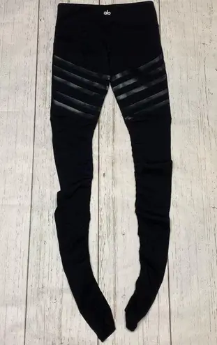 Alo Yoga ALO High Waist Goddess Leggings in Black Gloss Stripe Size Small