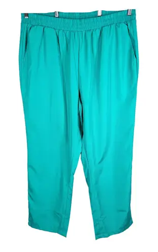 Woman Within Plus Size 24W Pants Green Elastic Waist Pockets 31 Inseam 1606