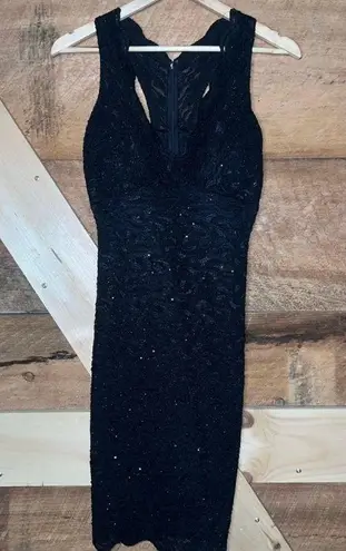 Jump Black Glitter Sparkly Lace V Neck Racerback Sheath Dress size 7/8 Formal - Image 4
