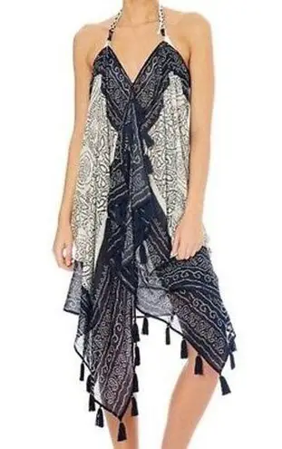 New Star Mela M / L Kamini Beach Dress Kaftan Swim Cover Up Tassel Handkerchief Black Size M