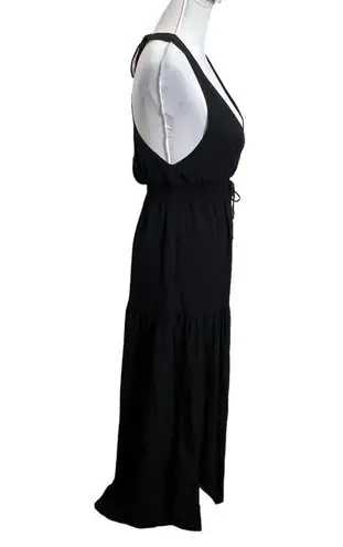 l*space L* Emma Cover Up Dress in Black Maxi Slits Deep V Neck Women’s Size XS