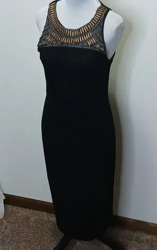 Massimo black beaded tank maxi dress size small