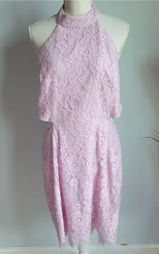 NBD Revolve,  x Naven, New, Lilac Abby Lace Cutout Halter Mini Dress, Size XL