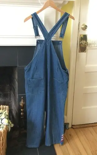 Vintage 90s Agapo Bib Capri Overalls Embroidered Flag